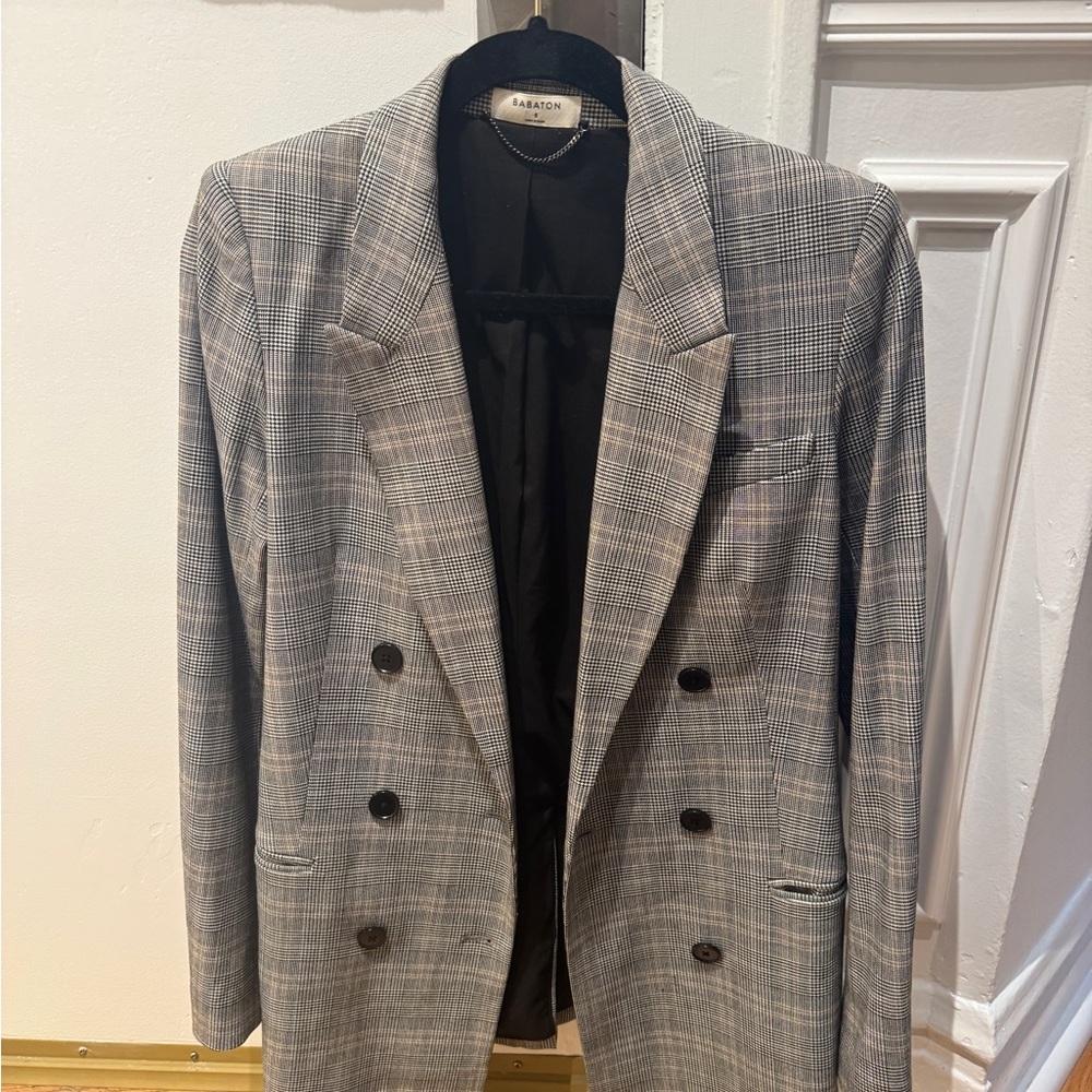 Babaton Black and White Checkered Blazer